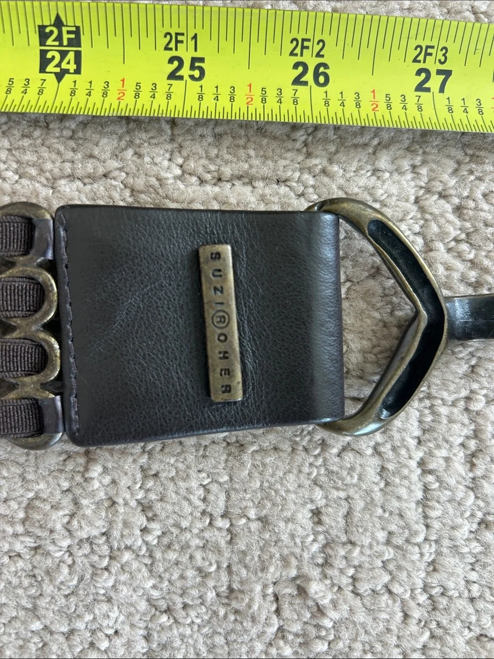 Suzi Roher Black and Antique Gold Chain-Link Stretch Belt